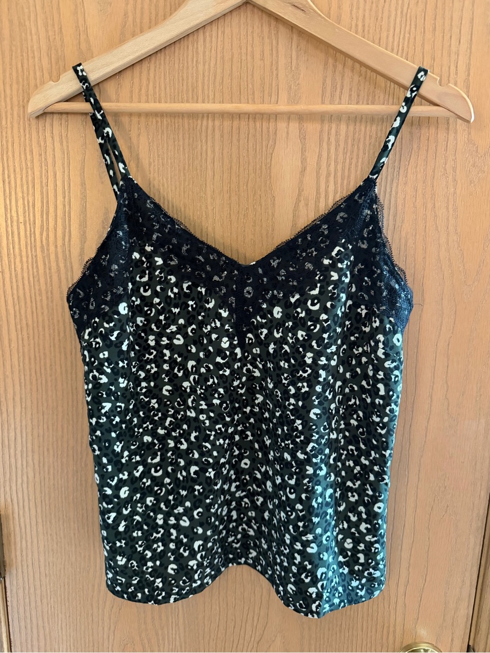 NWT Sanctuary by Evereve Green Black Leopard Lace Trim Cami Women’s Size XS
